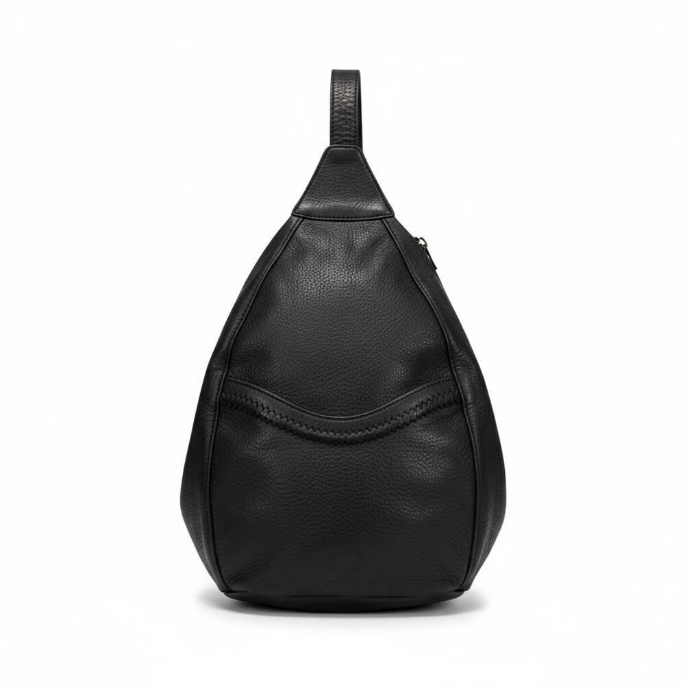 Vintage Ellington Portland Leather Sling One Shoulder Backpack Black Y2K